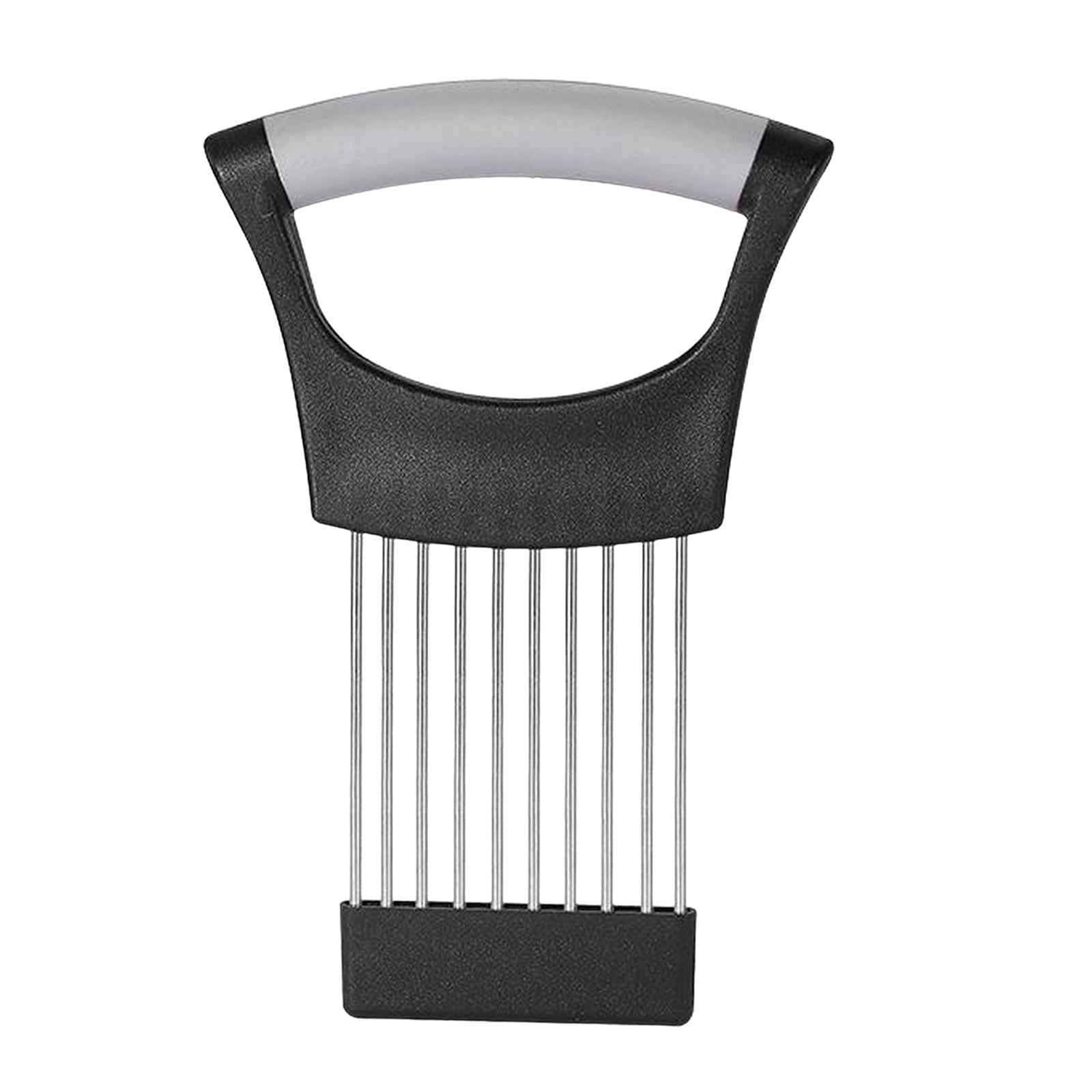 Stainless Steel Onion Slice Holder & Kitchen Chopper Assistant - Safe Vegetable Cutter Tool (Black & Gray) - View #5