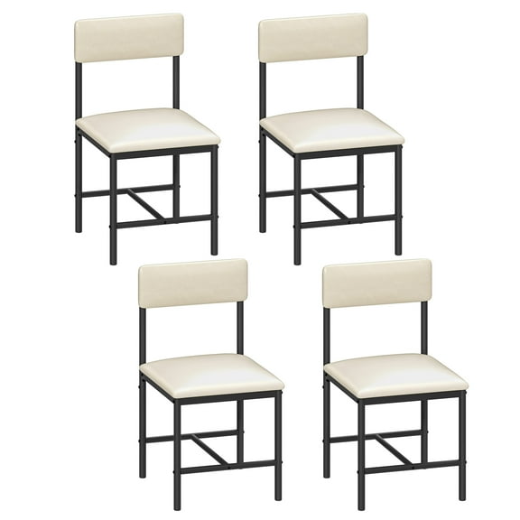 Dextrus Dining Chairs Set of 4, PU Upholstered ModernKitchen Chair for Dining Living Room, White