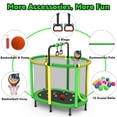 thumbnail image 4 of 60" Toddler Trampoline with Enclosure Net, Kids Trampoline with Basketball Hoop, SHINPT Indoor Trampoline for Kids, Small Trampoline with Ocean Balls, Mini Trampoline with Rings, Gift for Boys Girls, 4 of 11