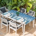 thumbnail image 2 of Blue Christmas Table Cloths for 4 Foot Rectangle Tables, Snowman Xmas Tree Snowflake Elk Winter Patio Waterproof Elastic Fitted Tablecloths, Washable Rectangular Table Cover for Camping, 2 of 8
