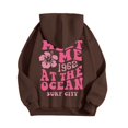 thumbnail image 4 of Hoodies Women Winter Fall Oversized Hooded Long Sleeve Cap Cold Shoulder with Pocket Floral Leisure Cotton Sweatshirts Hoodies(Brown,M), 4 of 4