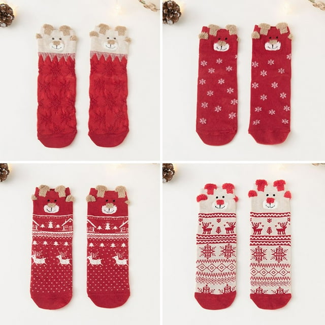 Warm Christmas Fashion Windproof Printing Mid Tube Socks Long Tube Cotton