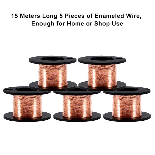 5 cables esmaltados de 0,1 mm y 12 m de longitud, cable de bobinado de cobre con aislamiento de alta conductividad eléctrica, para transformadores, inductores, actuadores de cabeza de disco duro EOTVIA No