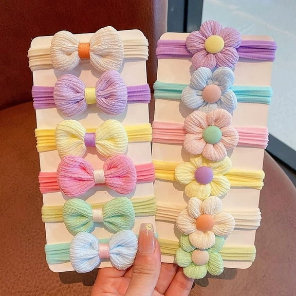 Papapt 24 Pcs Toddle Hair Ties for Girls Baby hair tie Cute Flower Elastic Toddler Hair Ties Candy Bow Seamless Ponytail Holders Scrunchies Little girls Hair Accessories for Thick Hair
