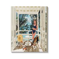 Stupell Industries Woman Coastal Beach Canopy Summer Ocean Scene Graphic Art Gallery Wrapped Canvas Print Wall Art, Design by Amelia Noyes