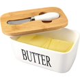 thumbnail image 1 of Ceramic Butter Dish with Lid and Knife for Countertop, (500ml) Large Butter Dish White, Butter Keeper, Butter Container with Airtight Covered for Refrigerator, 1 of 5