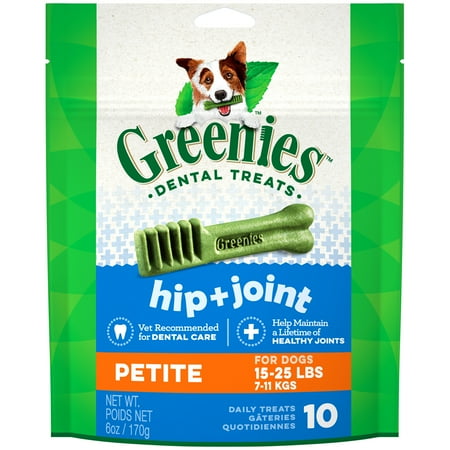 Greenies Hip and Joint Petite Dental Dog Treats, 6 oz. Pack (10 Treats)