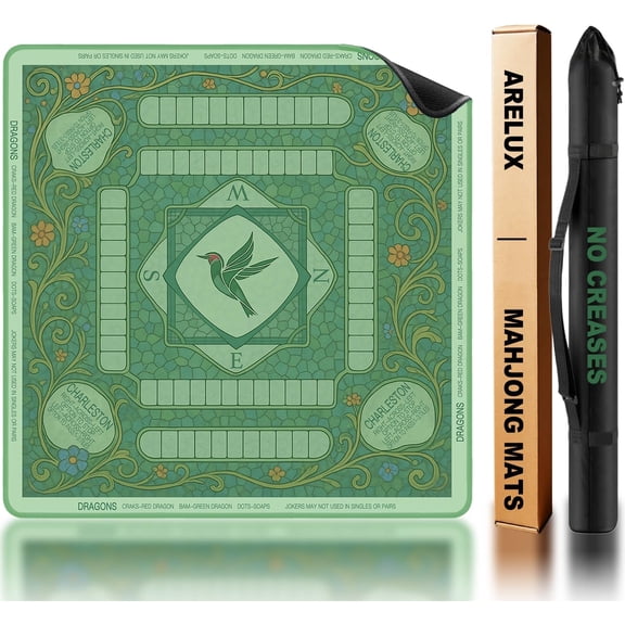 Green Mahjong Mat 32 x 32in, Non-Slip Noise-Reducing for American Mahjong & Board Games