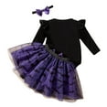 thumbnail image 4 of REgarm Baby Girl Halloween Outfit Ruffle Long Sleeve Romper Tulle Tutu Skirt Headband Clothes Set,9-12 Months, 4 of 7