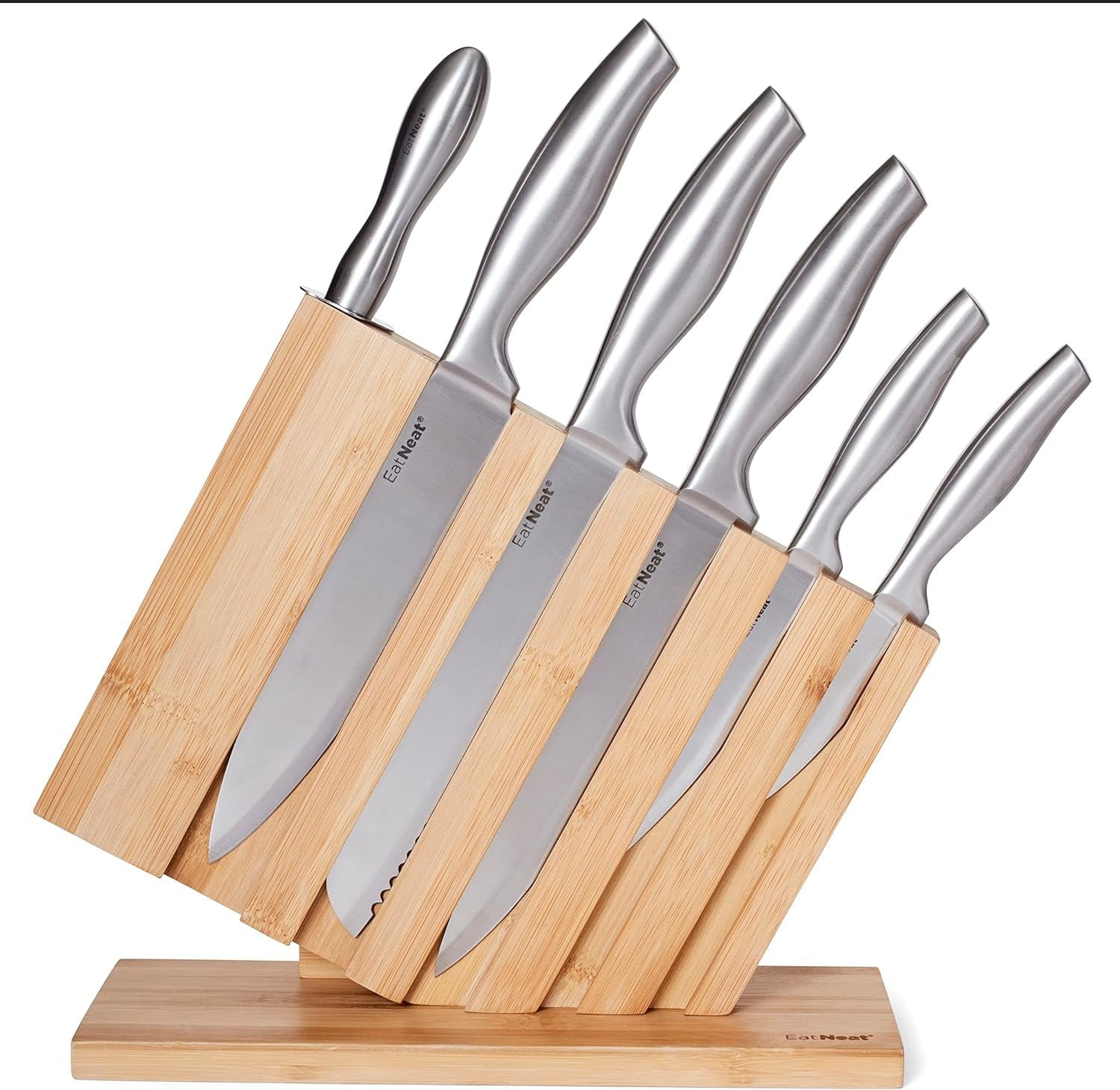 EatNeat Kitchen Knife Set with Cutting Board - Deluxe 18 Piece Home  Essentials All Black Knife Block Set, Knife Sharpener, Kitchen Scissors,  Bottle Opener, Knife Block, Potato Peeler, Chopping Board 