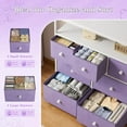 thumbnail image 4 of HYJY Dresser for Bedroom with 7 Drawers, Purple Dressers & Chests of Drawers, Dresser for Clothes Storage with Wooden Top and Metal Frame, Entertainment Center, Purple, 4 of 17