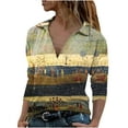 thumbnail image 1 of Blusa de manga larga con cuello en V para mujer con estampado de manga larga a la moda para mujer Pompotops gfhjh22472, 1 of 8