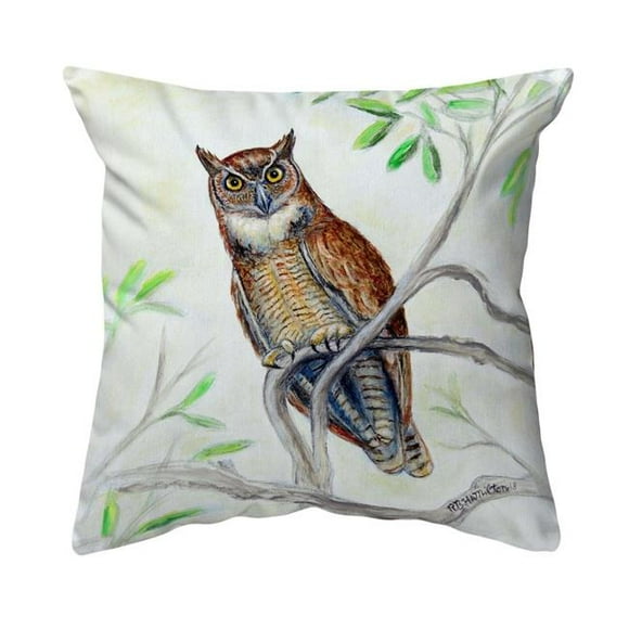 Betsy Drake NC714 18 x 18 in. Great Horned Owl Non-Corded Indoor & Outdoor Pillow
