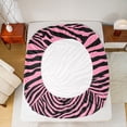 thumbnail image 5 of Manfei Geometric Stripes 3pcs Twin Sheet Sets,Black Pink Twin Fitted Sheet,Zebra Print Breathable Flat Sheet,Abstract Room Decor, 5 of 7