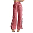 thumbnail image 2 of Womens Gingham Plaid Wide Leg Pants Y2k Lounge Pants Lace Up Loose Trousers Red XL, 2 of 9