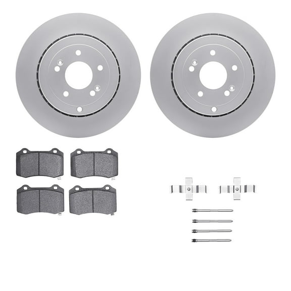 Dynamic Friction Company Rear Geospec Brake Rotors with 5000 Euro Ceramic Brake Pads includes Hardware 4612-03002