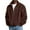 Coffee, variant on Men Full Zip Fleece Jacket Cable Knit Pattern Plush Sherpa Outerwear Stand Collar Long Sleeve Casual Fit Black 2XL
