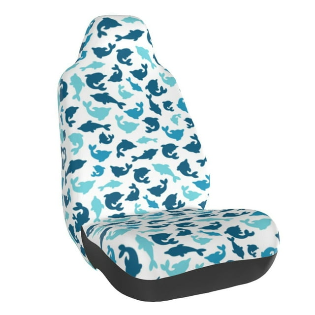 Wukai Cute Shark Full Set Car Seat Covers with Soft Padding Universal Auto Front Seats Protector and Cushion Mat