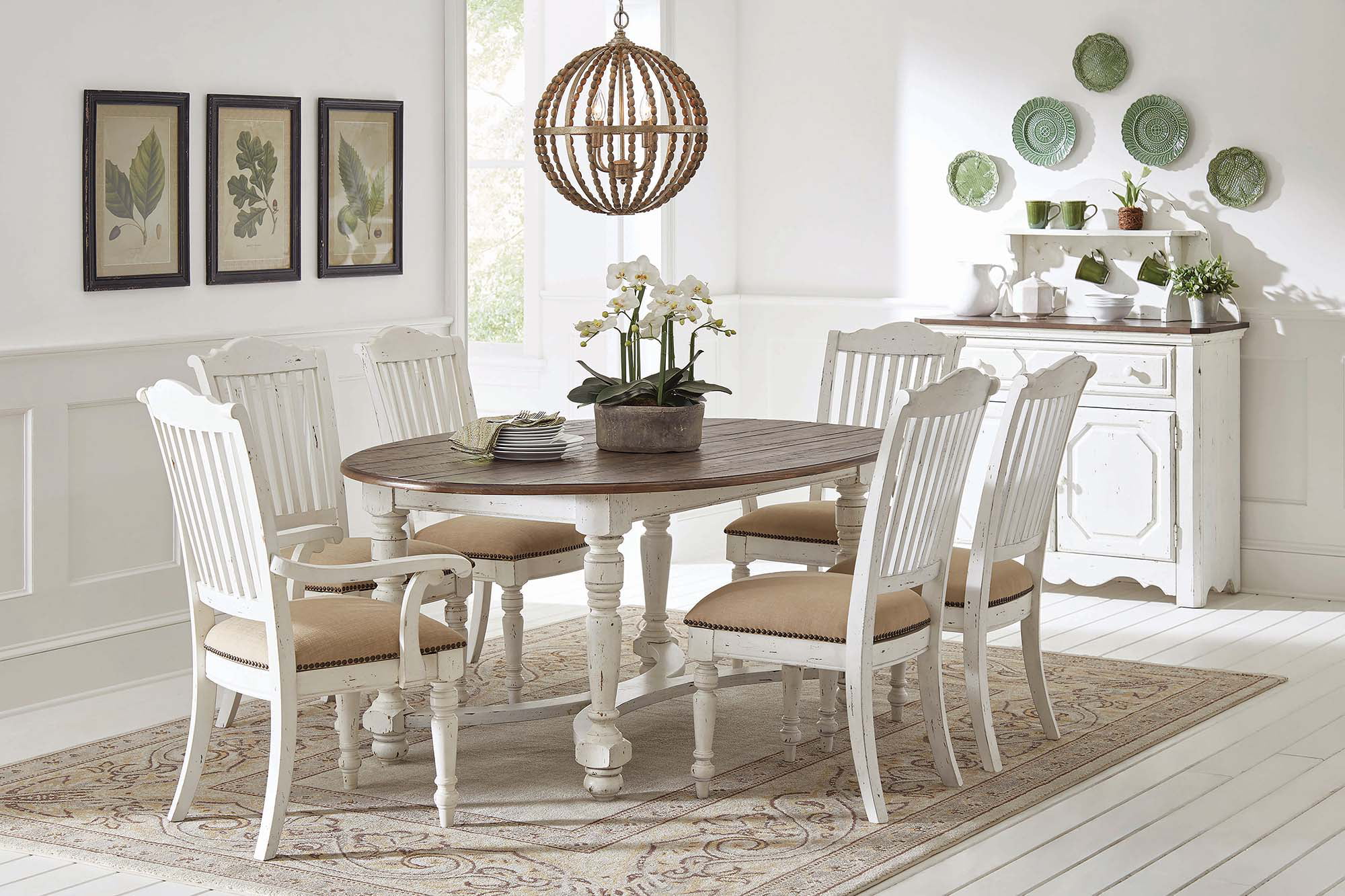Simpson 5 Piece Oval Table Dining Set, Country Style Dining Room Set