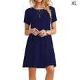 thumbnail image 1 of Vestido Mujer Verano Camiseta Larga Color Sólido Vestido Manga Corta, Azul Oscuro, XL Inevent AP001906-24, 1 of 4