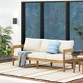 thumbnail image 6 of Brooklyn Outdoor Acacia Wood 3 Seater Sofa with Cushions, Teak and Beige, 6 of 10