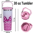 thumbnail image 4 of 30 oz Pink Tumbler with Flip Straw and Handle - 30 oz Tumbler with Spill-Proof Lid and Top Handle, 4 of 6