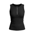 thumbnail image 5 of FAHXNVB Tank Tops for Women Crew Neck Ribbed Knit Slim Fitted Sleeveless Button Basic Tee Casual Summer Fashion Beach Vacation Shirt,XXL,Black, 5 of 5