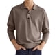 thumbnail image 3 of Top informal para hombre, cuello vuelto, botón frontal, manga larga, transpirable, Top de ajuste informal para hombre para otoño, 3 of 6