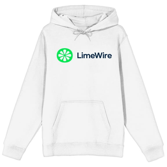 LimeWire Logo Long Sleeve Adult White Hooded Sweatshirt-Medium