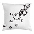thumbnail image 1 of Gecko Throw Pillow Cushion Cover, Monochrome Composition of a Lizard with Footprints Simplistic Exotic Wildlife, Decorative Square Accent Pillow Case, 20 X 20 Inches, Black and White, by Ambesonne, 1 of 2