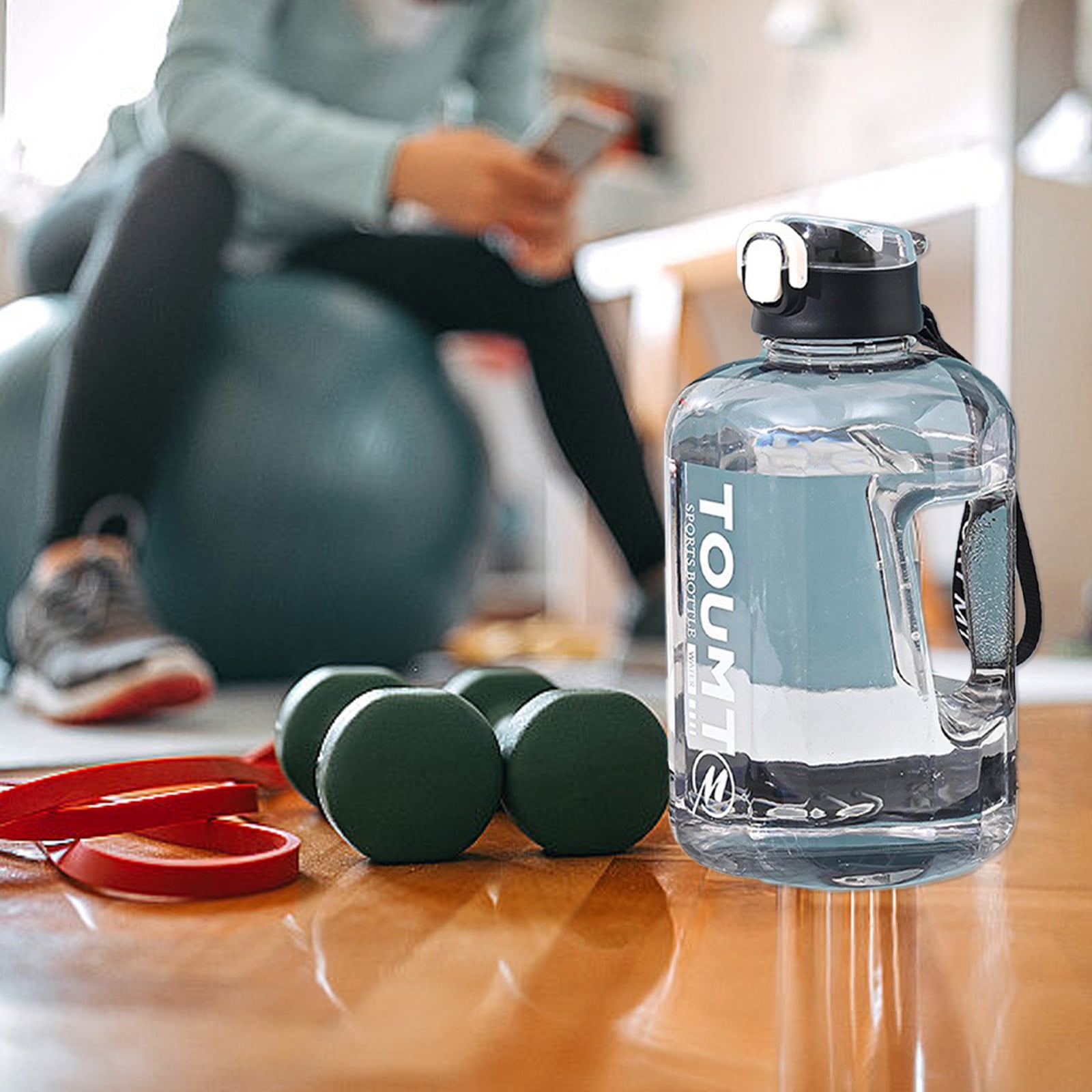 4pcs THE GYM KEG Sports Water Bottle Half Gallon Carry Handle Big Water Jug for Sport Large Reusable Water Bottles Eco-friendly, Leakproof 1600mlS