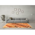 thumbnail image 3 of Ahgly Company Indoor Round Checkered Orange Modern Area Rugs, 7' Round, 3 of 4