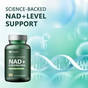 NAD+ Supplement with Resveratrol - 120 Capsules, 40% NAD+ Boost, Anti-Aging Cellular Energy & Repair