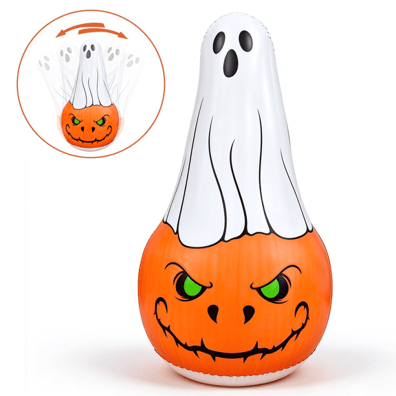 Richgv Halloween Inflatable Decoration Pumpkin Tumbler, 4.6 FT Halloween Decor Pumpkin Toy for Garden Party Indoor Outdoor Yard