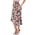 thumbnail image 4 of Falda Tropical Floral con Volantes para Mujeres INSPIRE CHIC, con Nudo Autoadhesivo, Falda de Playa Hawaiana, Blanca y Rosa, Talla S, 4 of 6