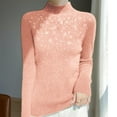 thumbnail image 2 of Arlun Women's Rhinestone Sweaters Cozy Turtleneck Slim Fit Long Sleeve Casual Pullovers 2025 Fall Winter Comfortable Soft Solid Color Base Layer Knitted Sweater Tops Pink L, 2 of 3