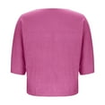 thumbnail image 5 of Viluyesy V-Neck T-Shirt for Womens 3/4 Sleeves Shirt Tops Fashionable Cotton Loose Blouse Hot Pink Size L, 5 of 6