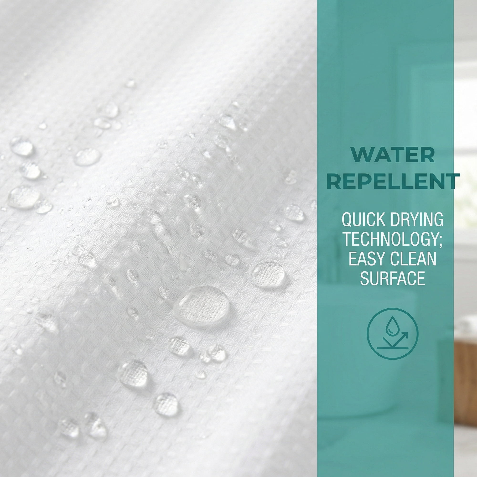 Unique Bargains Waffle Weave Shower Curtain Sets with 12 Hooks White 71"W x 71"L