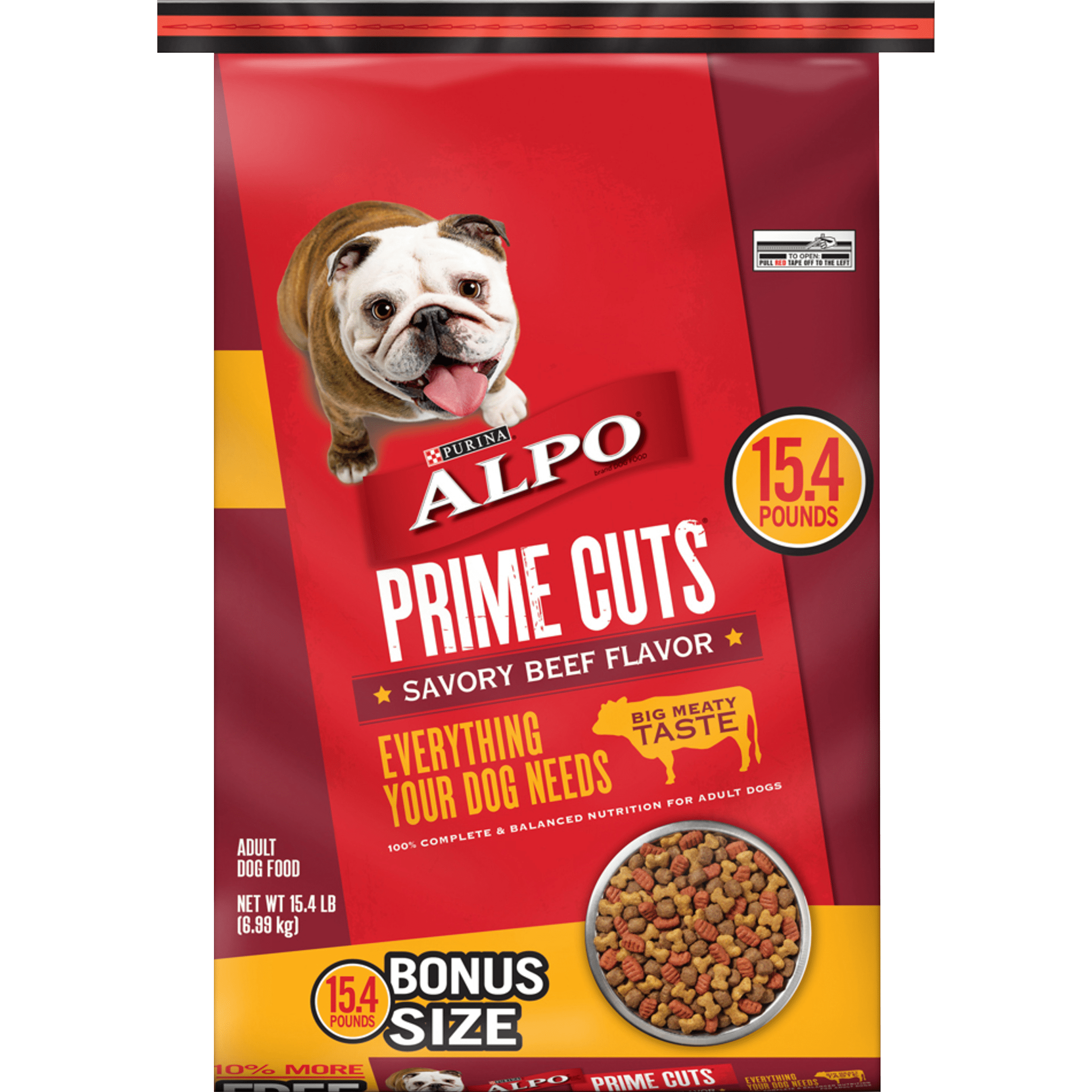 Purina ALPO Dry Dog Food, Prime Cuts Savory Beef Flavor 15.4 lb. Bag