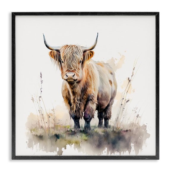 Stupell Industries Southwestern Cattle & Modern Sprouts Black Framed Giclee Art, 17 x 17, by LSR Design Studio