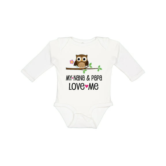 Inktastic Nana and Papa Love Me Baby Girl Girls Long Sleeve Baby Bodysuit