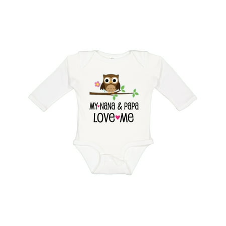 

Inktastic Nana and Papa Love Me Baby Girl Gift Baby Girl Long Sleeve Bodysuit