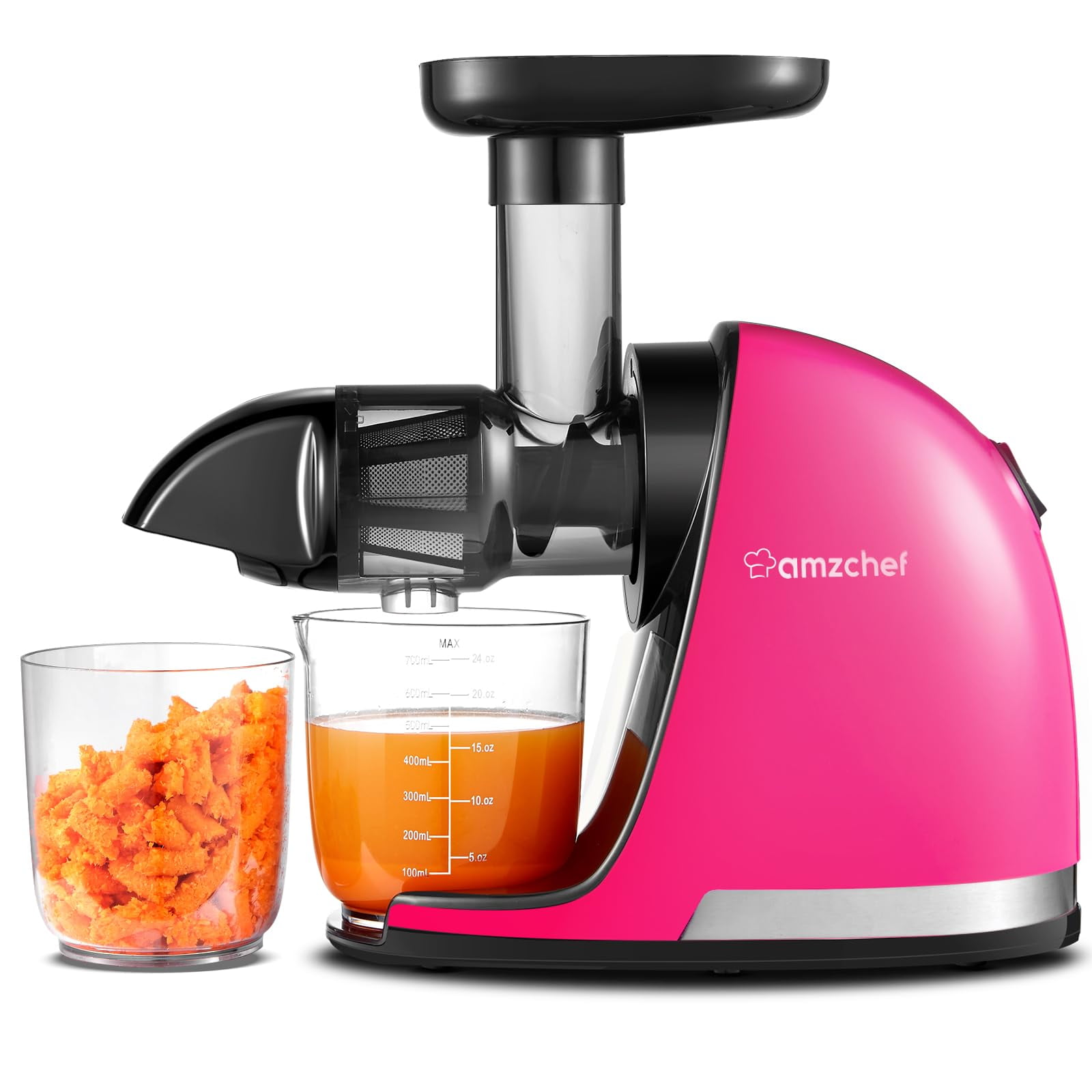Slow Juicer AMZcHEF Slow Masticating Juicer Machines with Reverse Function High Juice Yield Easy clean with Brush Recipes for High Nutrient Fruits and Vegetables Rose red Updated Walmart