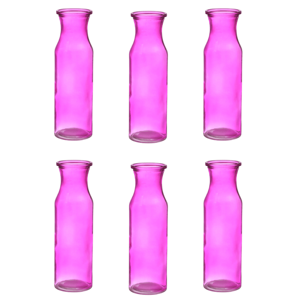 Translucent Glass Milk Jug Vases Pink 7.75" Glass Milk Bottle Bud Vases Vintage MilkBottle