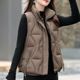 thumbnail image 6 of Fashion Vest for Women Casual Colored Sleeveless and Hoodless with Pockets and Stand Collar(Coffee 2XL), 6 of 8