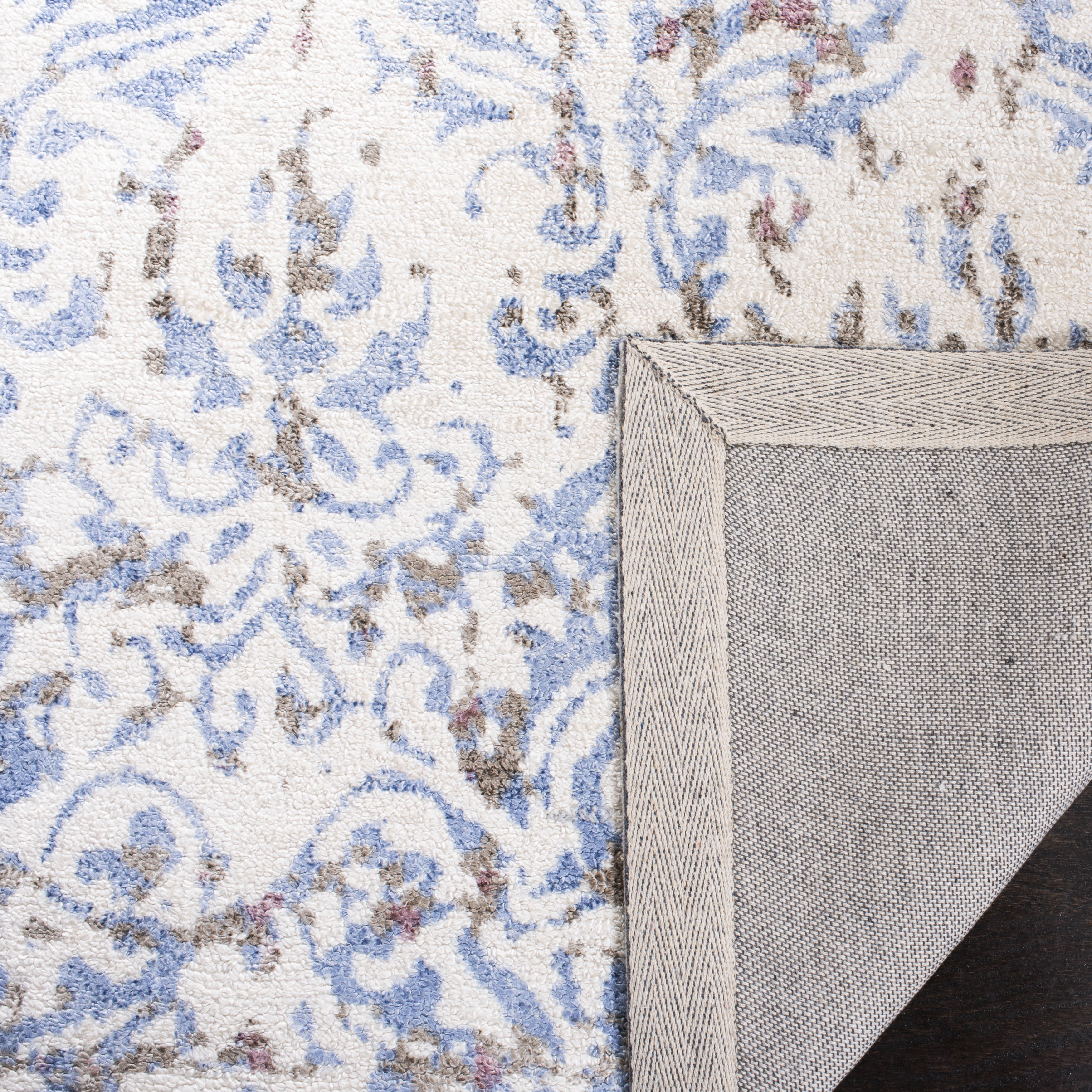SAFAVIEH Expression Kliment Abstract Area Rug, Ivory/Blue, 8' x 10'