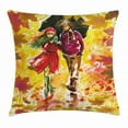 thumbnail image 1 of Fall Decor Throw Pillow Cushion Cover, Couple Walking at Alley in Autumn Park Rainy Weather Romantic Watercolor Art, Decorative Square Accent Pillow Case, 24 X 24 Inches, Multicolor, by Ambesonne, 1 of 2