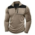 thumbnail image 5 of UVEASISHA Men's Casual Quarter Zip Pullover Long Sleeve Golf Collar T-Shirts Lightweight Slim Fit Fall Tops 2025 Fashion Color Block Workout Shirts Back to School Sales Today Khaki XL, 5 of 9