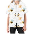 thumbnail image 2 of Kids Boys Tshirts Summer Cute Cartoon Bee Print Lapel Botton Down Short Sleeves Fashion Tops T-Shirts Outwear,Yellow,5-6 Years, 2 of 4