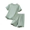 thumbnail image 2 of LPKRT Boys 2 Piece Sports Outfits Ice Silk Short Sleeve Shirt And Shorts Lightweight Breathable Comfy Outfits Sets Light Green 4-5 Years, 2 of 5